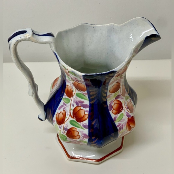 19th Century Vintage Gaudy Welsh Glamorgan Octagonal Soft Paste Pitcher Jug - Picture 7 of 16